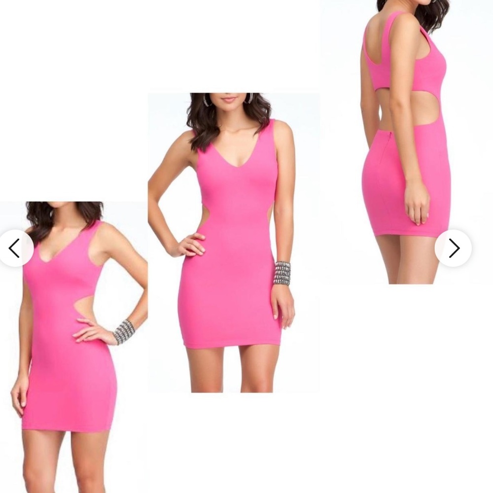 BEBE PINK BODYCON CUT OUT DRESS